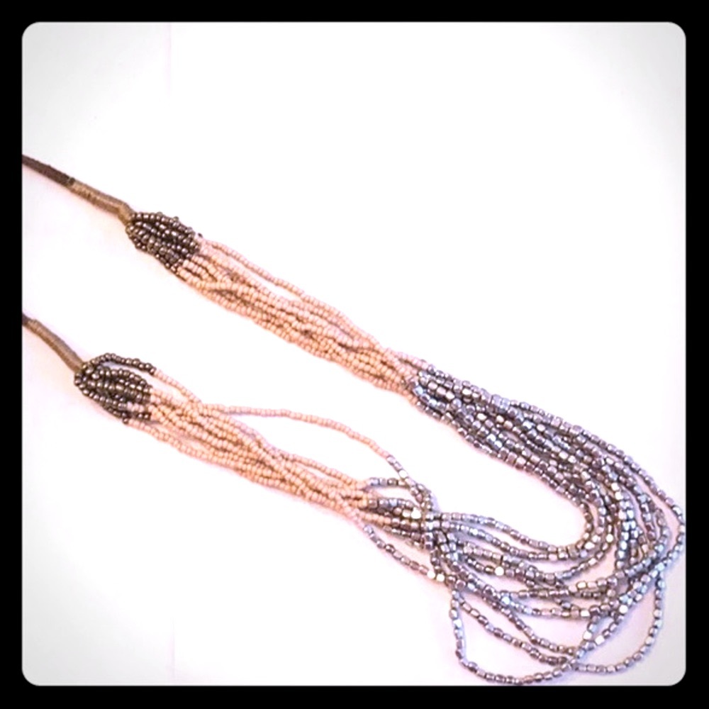 Bronze, Blush & Silver Beaded Necklace